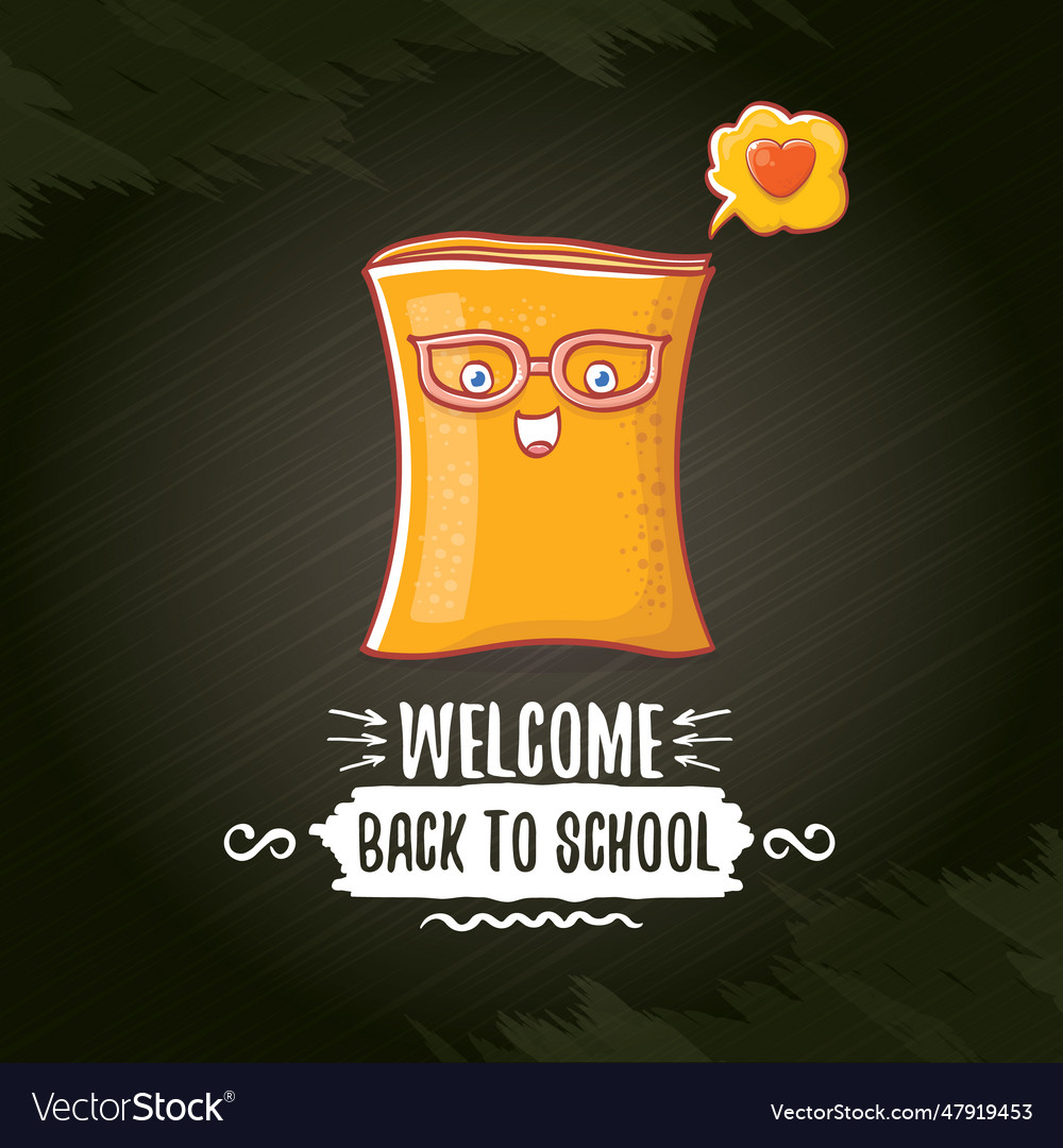 Back to school banner or poster with cartoon funky