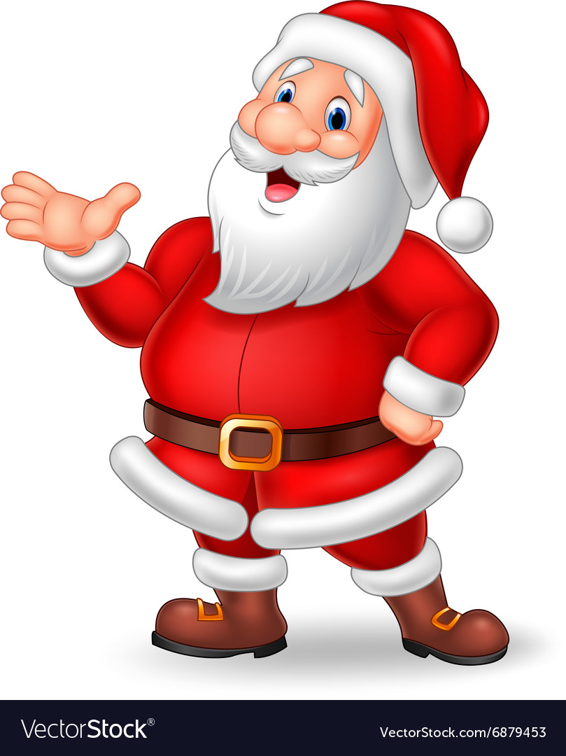 Cartoon santa presenting isolated