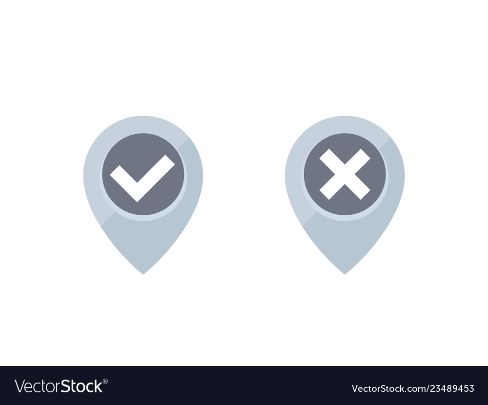 Check marks and ticks with markers pins