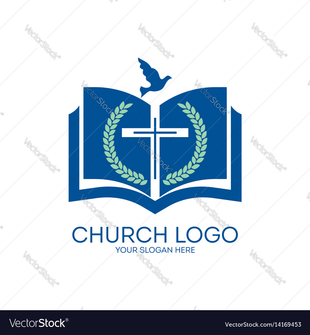 Church logo and christian symbols Royalty Free Vector Image