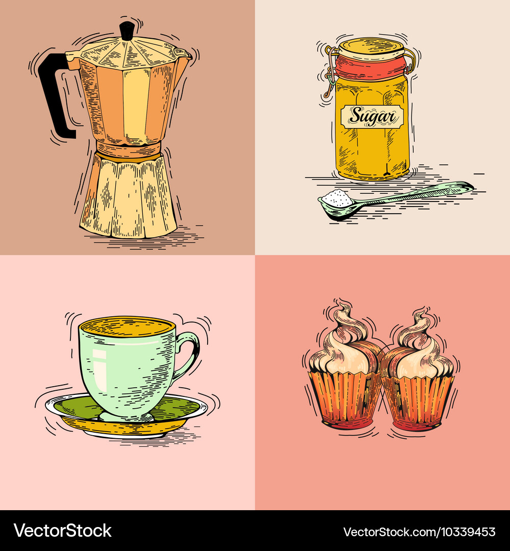Coffee elements set Royalty Free Vector Image - VectorStock