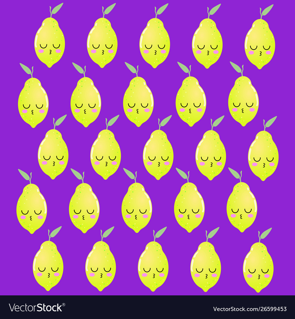 Colorful pattern with kawaii lemons