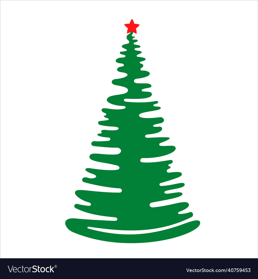 Evergreen fir tree with a star on the peak Vector Image