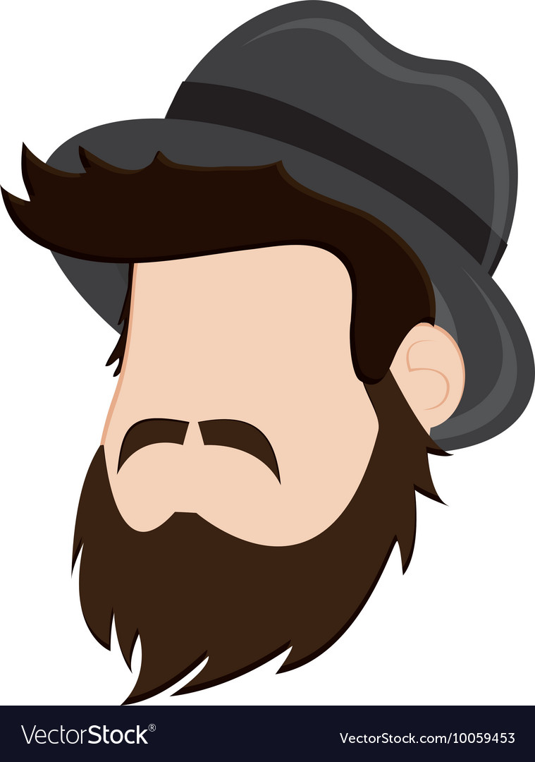 Faceless man head with facial hair and hat icon