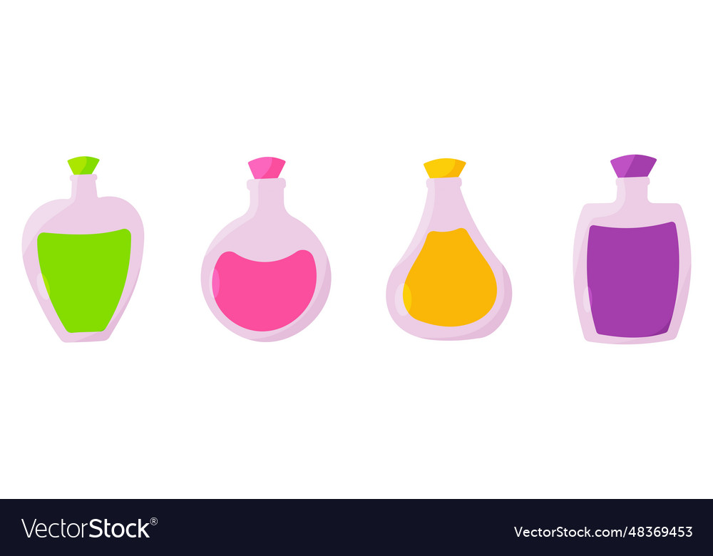 Flask potion perfume jar colored elements set