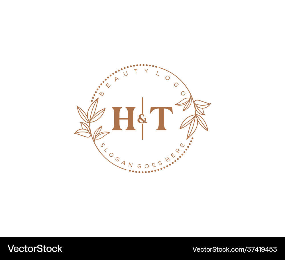 Initial ht letters beautiful floral feminine Vector Image