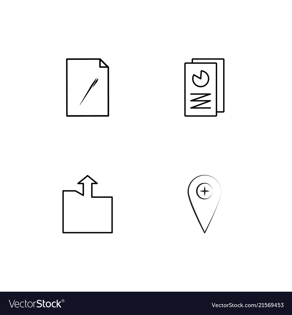 Office linear icons set simple outline