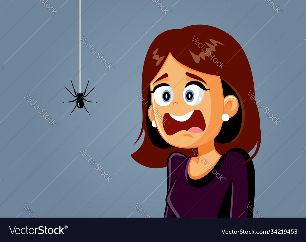 Scared Woman Being Afraid A Spider Cartoon Vector Image | The Best Porn ...