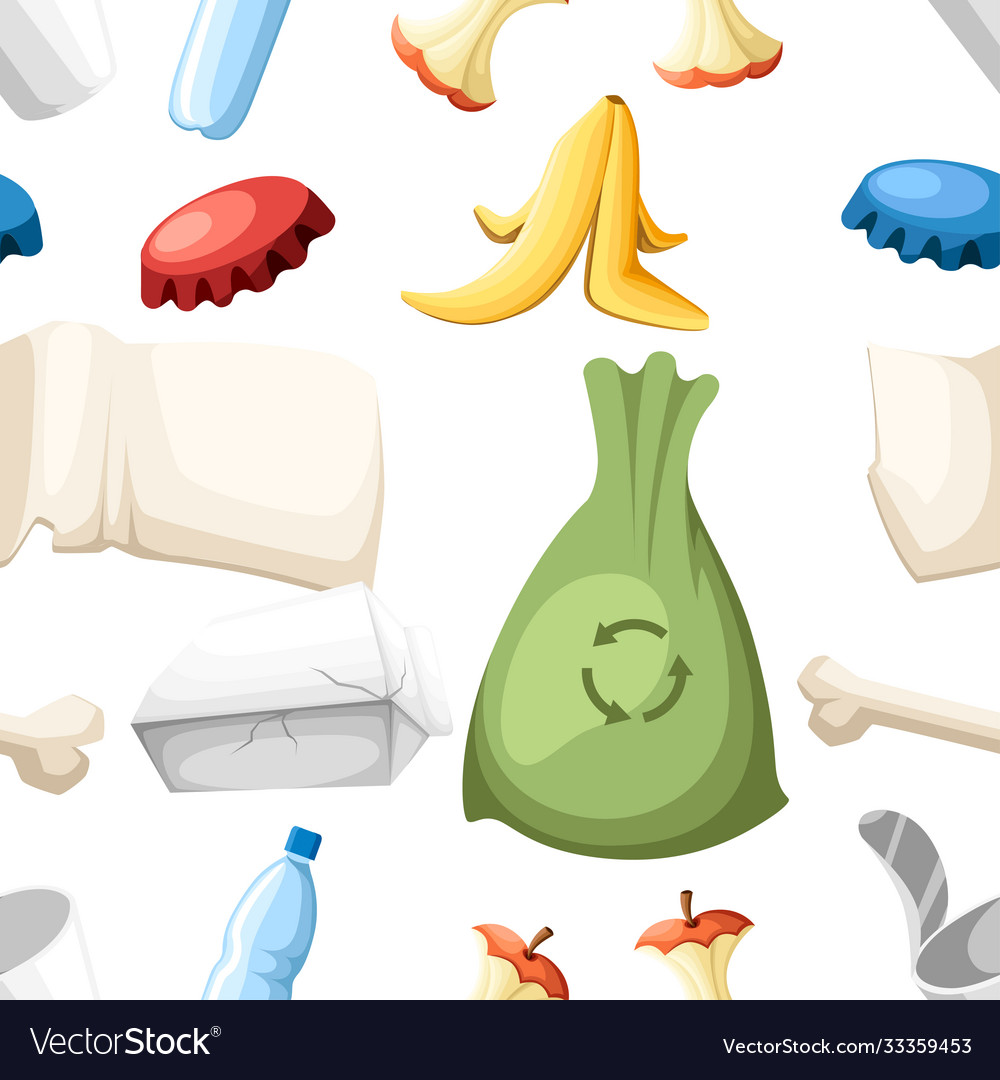 Seamless pattern garbage collection icon trash vector image Seamless pattern garbage collection icon trash