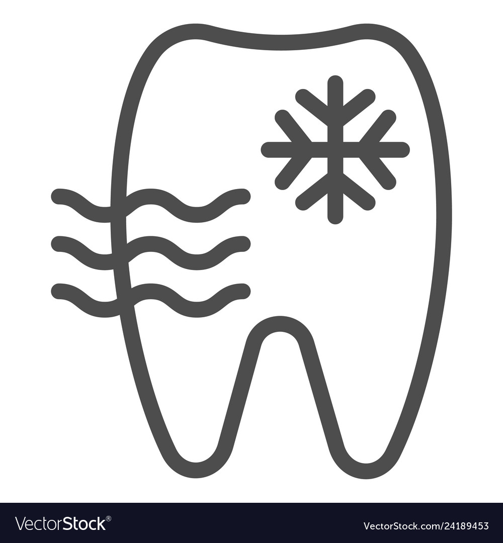 Sensitive tooth line icon and snowflake
