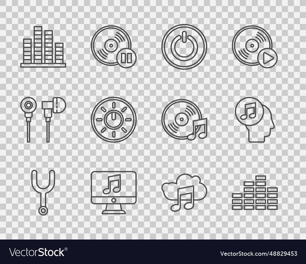 Set line musical tuning fork equalizer power vector image Set line musical tuning fork equalizer power