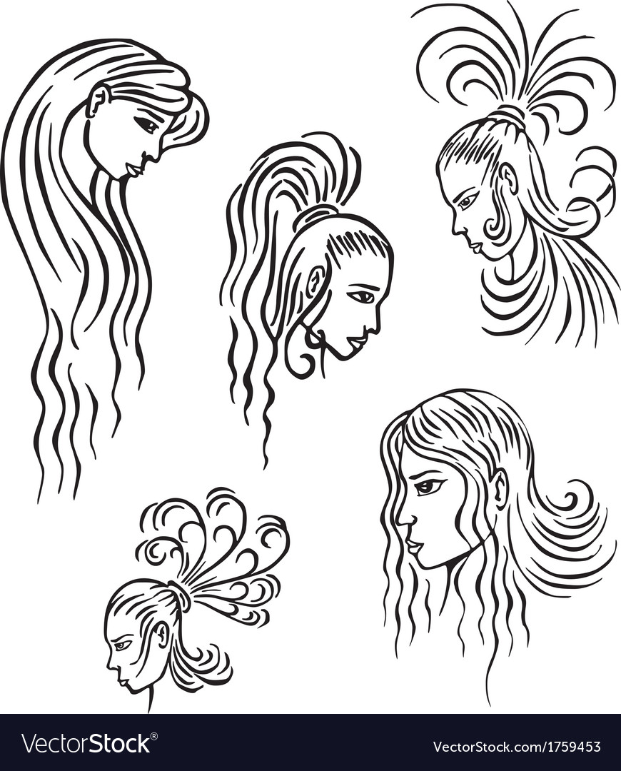 Stylized woman heads