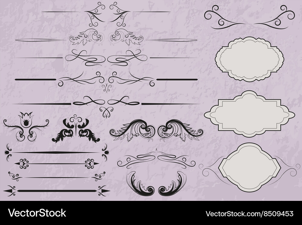 Vintage frame and divider set Royalty Free Vector Image