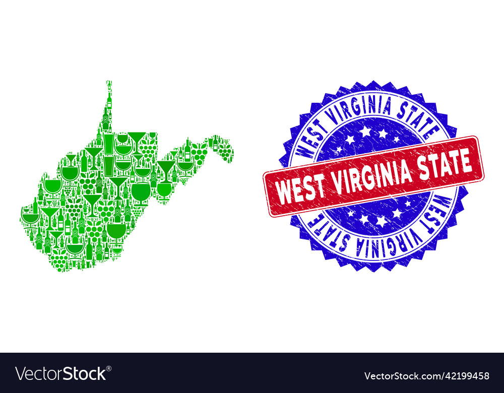 Bicolor west virginia staat grungesiegel stempel