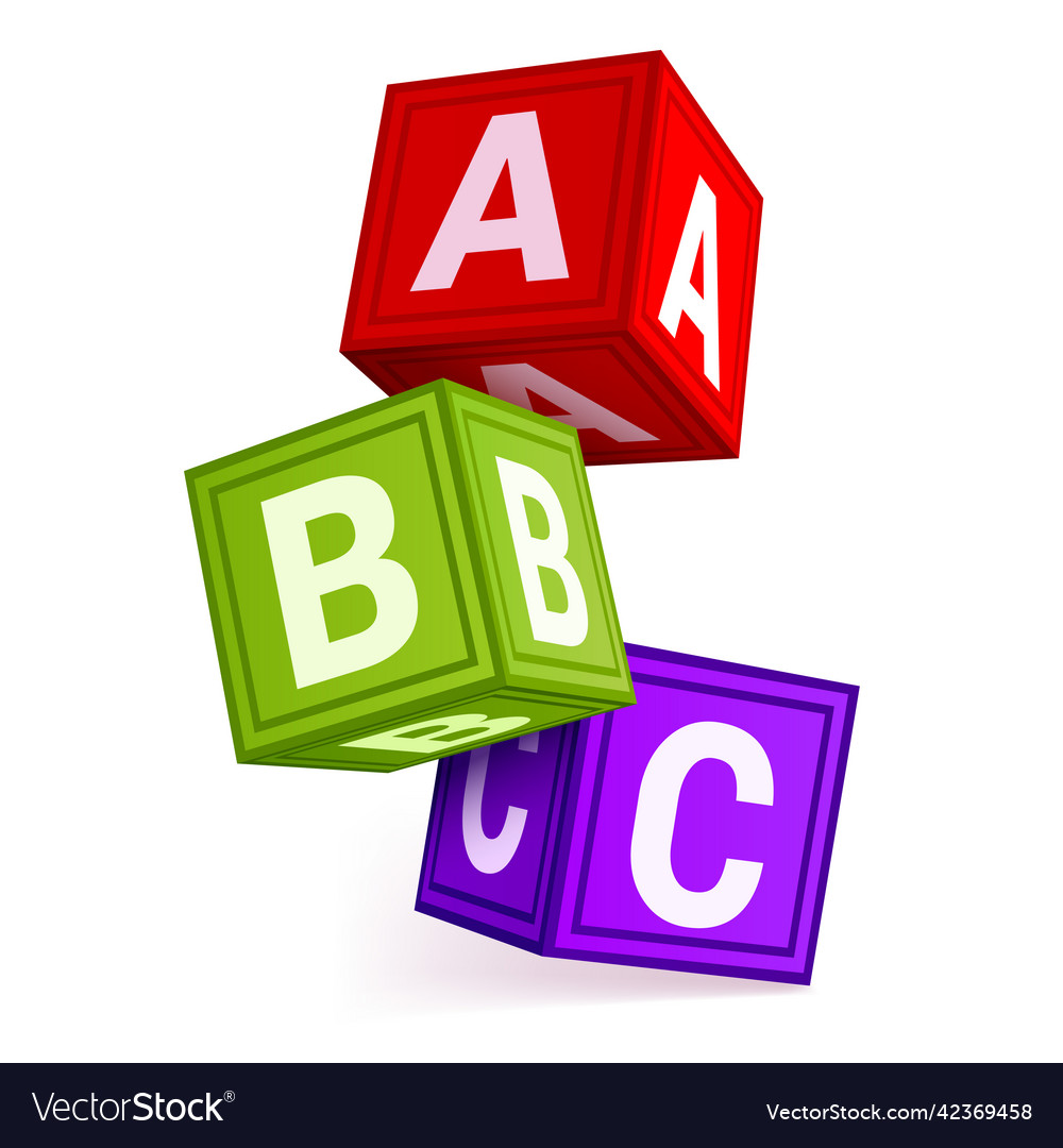 Bright childish cubes toys letters Royalty Free Vector Image