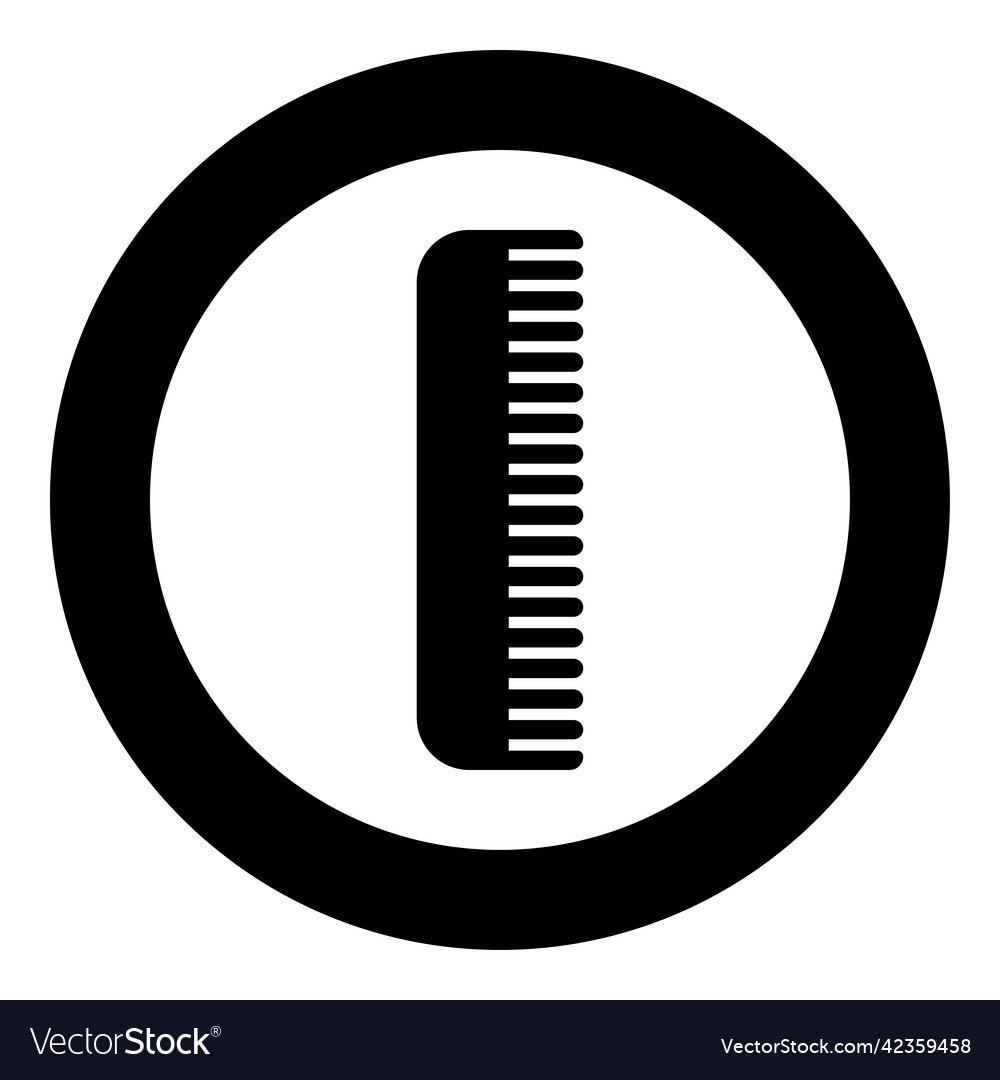Comb icon in circle round black color image solid