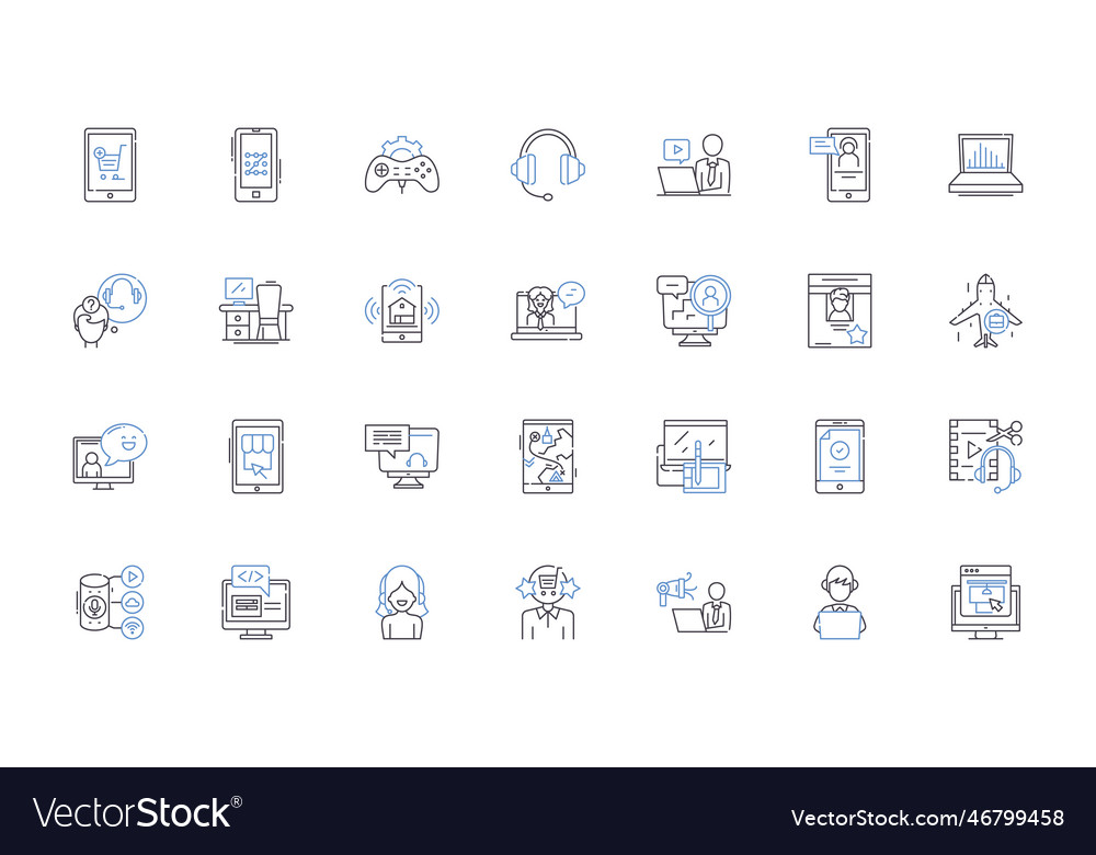 Decision trees line icons collection algorithm
