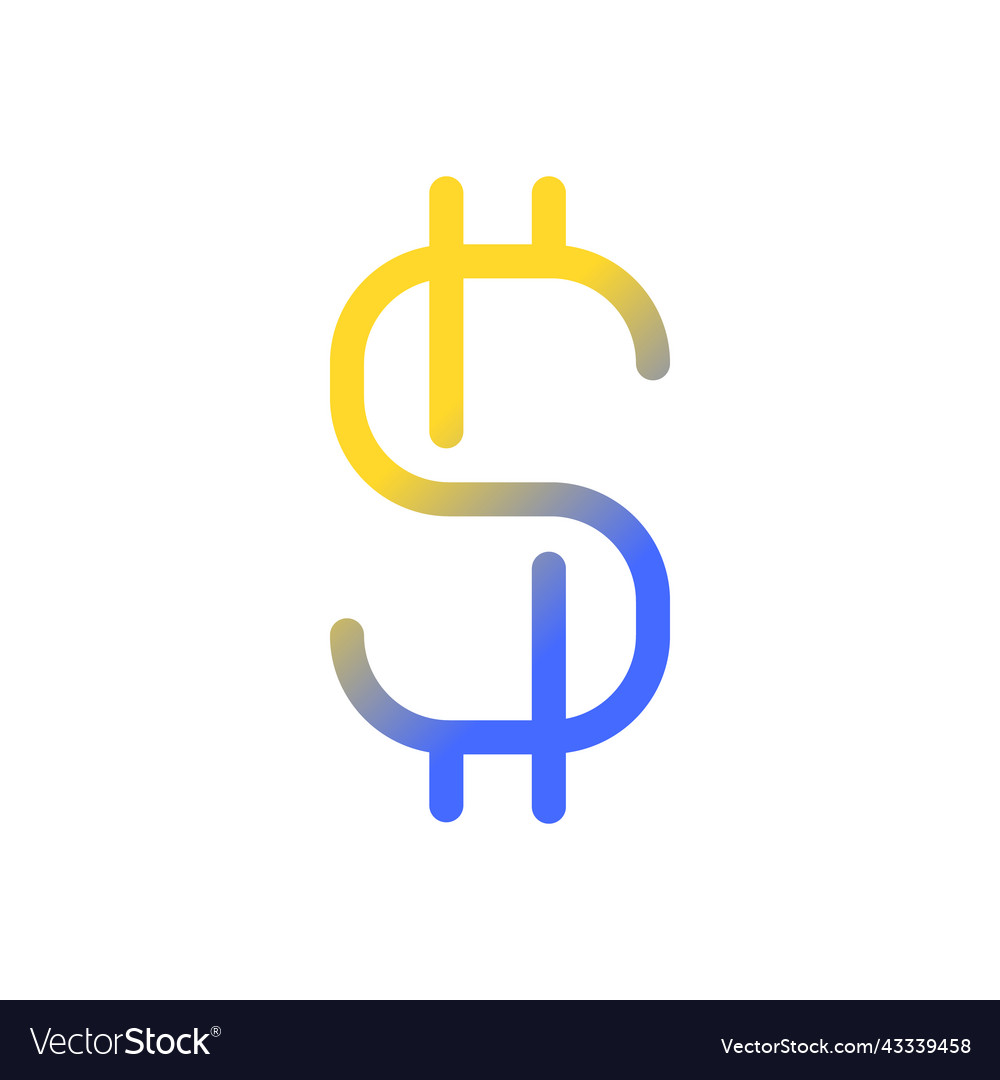 Dollar sign pixel perfect gradient linear ui icon Vector Image Dollar sign pixel perfect gradient linear ui icon