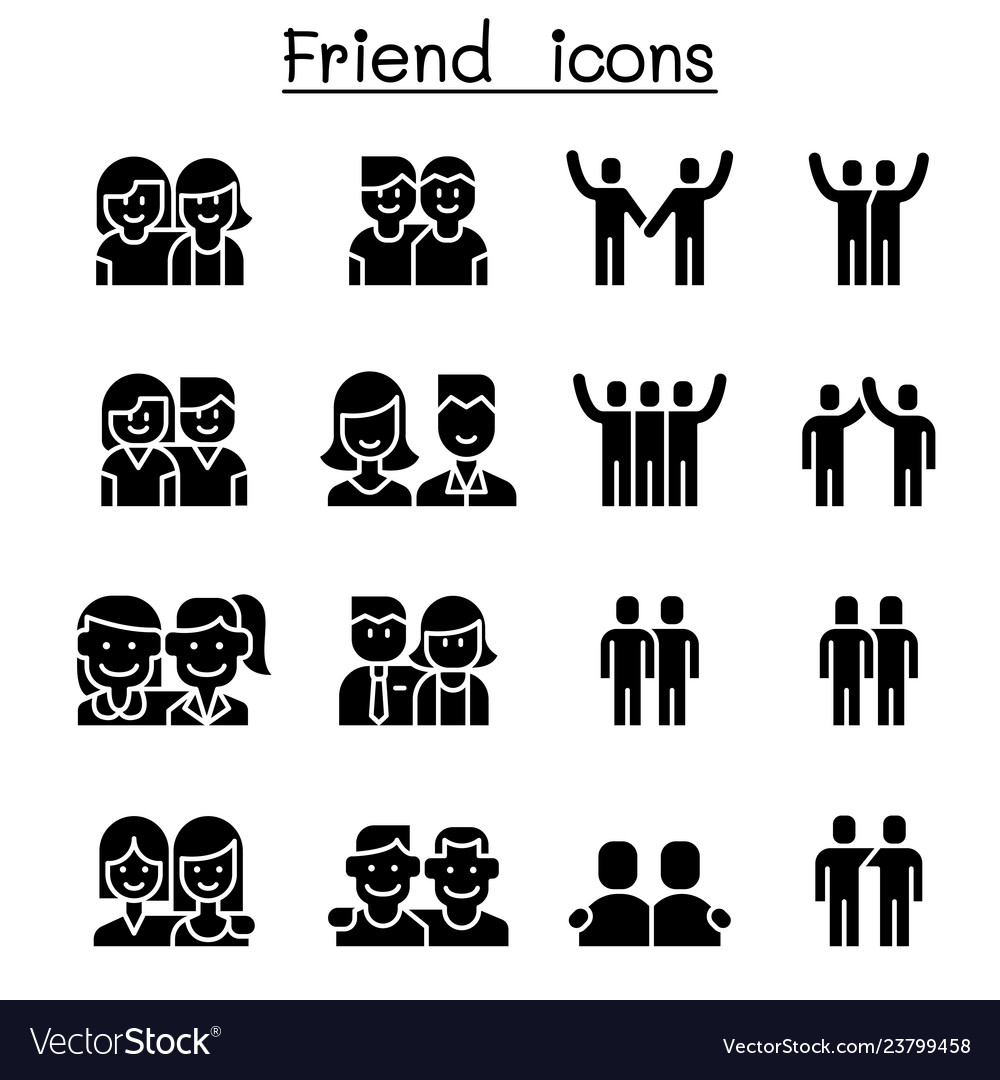 Friendship friend icon set Royalty Free Vector Image