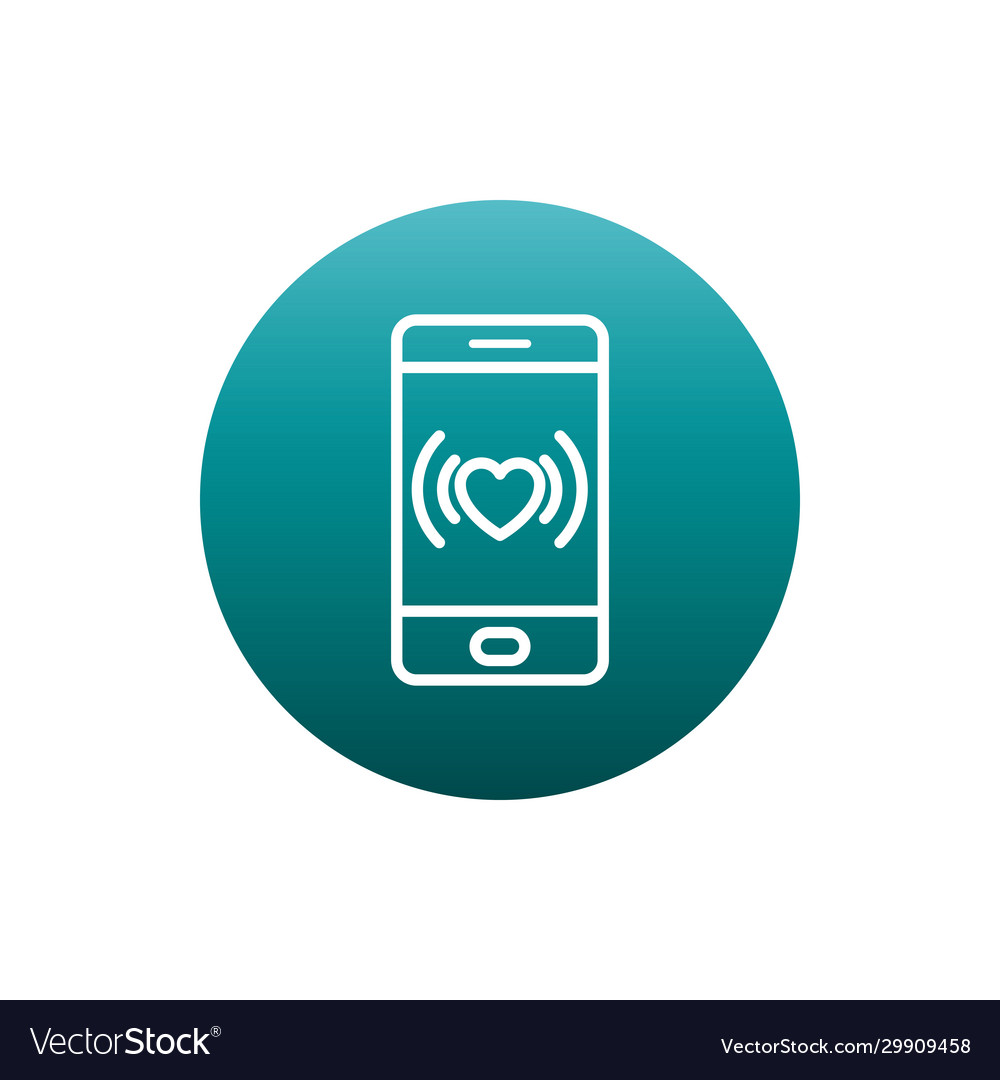 Heart inside smartphone block gradient style icon