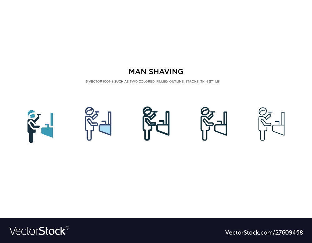Man shaving icon in different style two colored