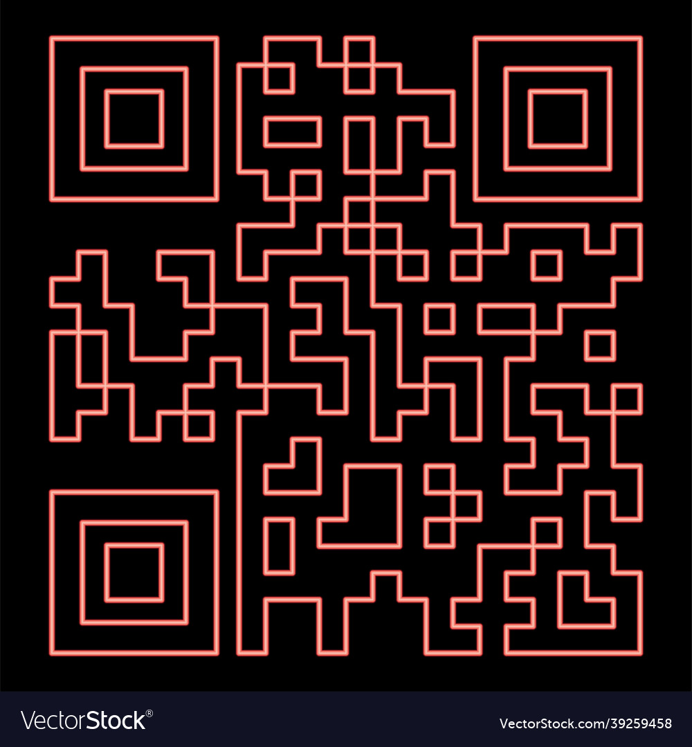 Neon qr code red color flat style image Vector Image Neon qr code red color flat style image