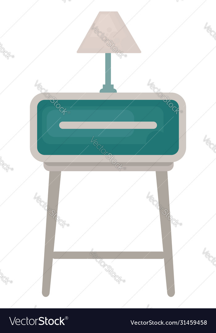 Nightstand with lamp on white background