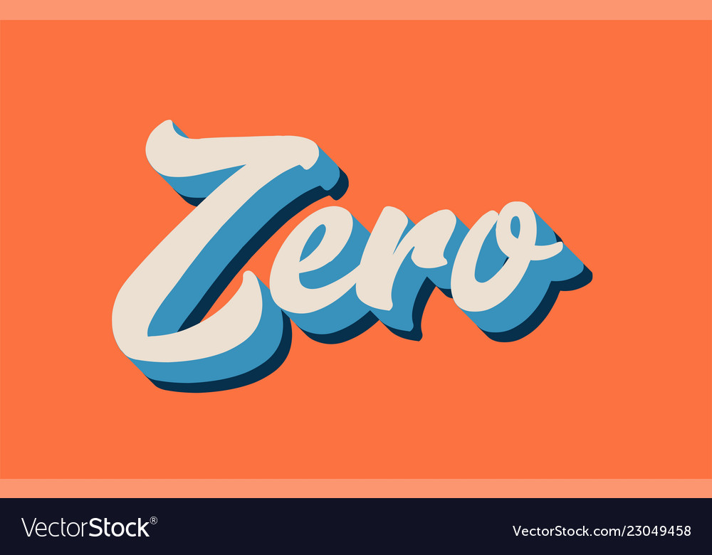 Orange blue white zero hand written word text Vector Image