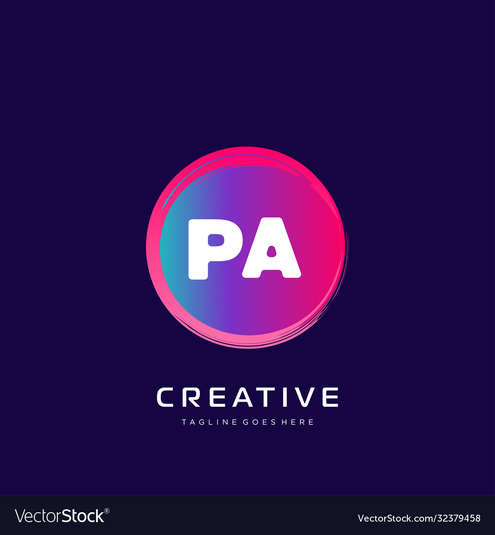 Pa initial logo with colorful template Vector Image Pa initial logo with colorful template