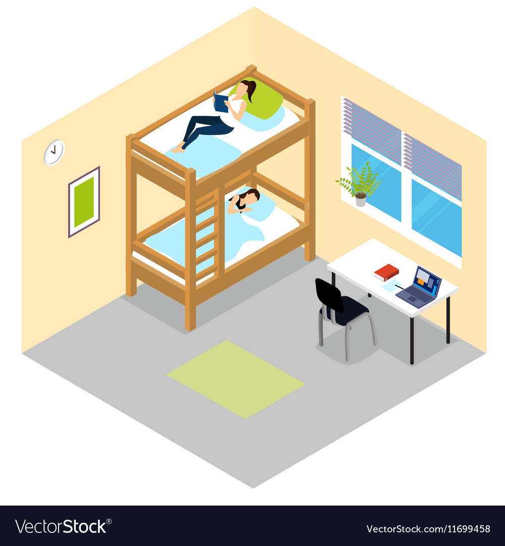 Student room isometric composition