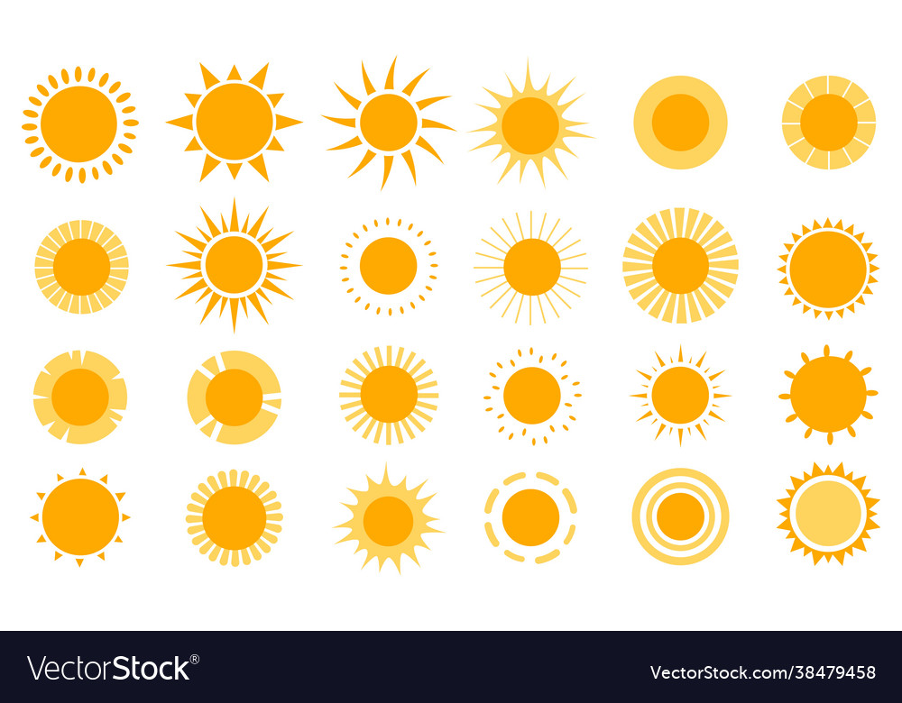 Sun icons modern simple seasons signs summer Vector Image