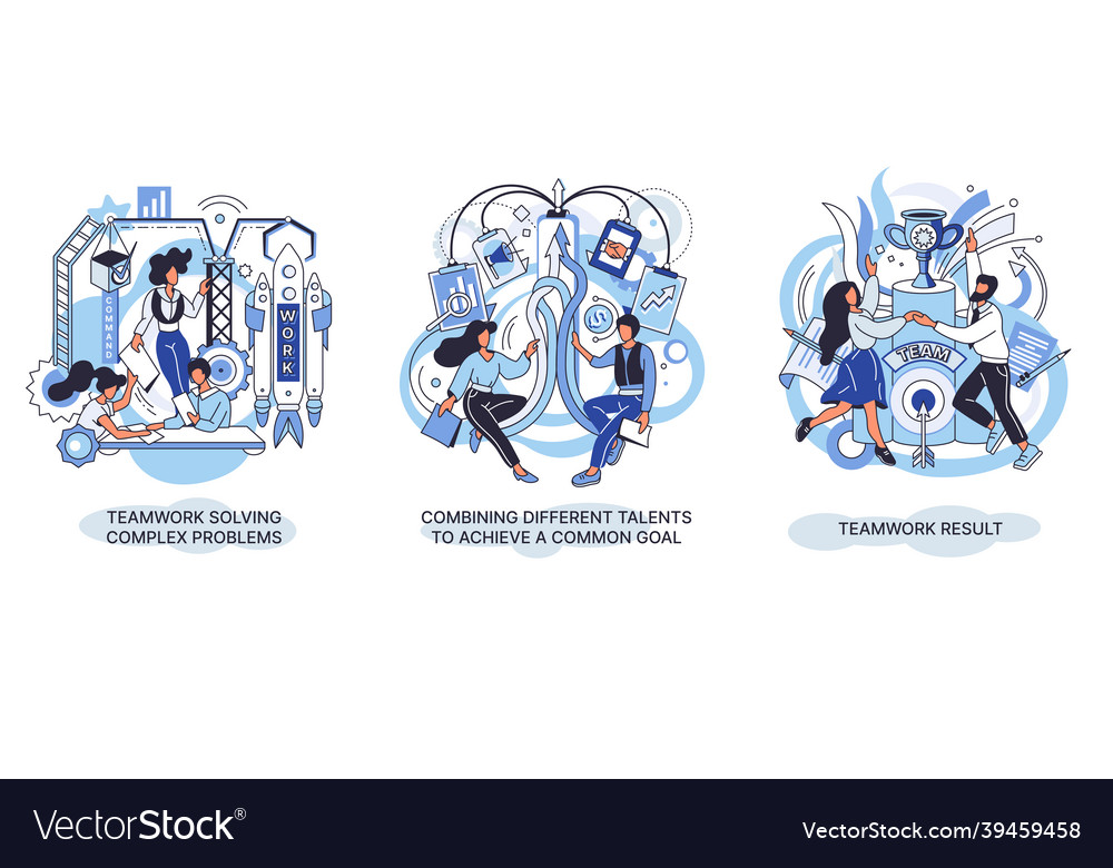 Teamwork result solving complex problems vector image Teamwork result solving complex problems