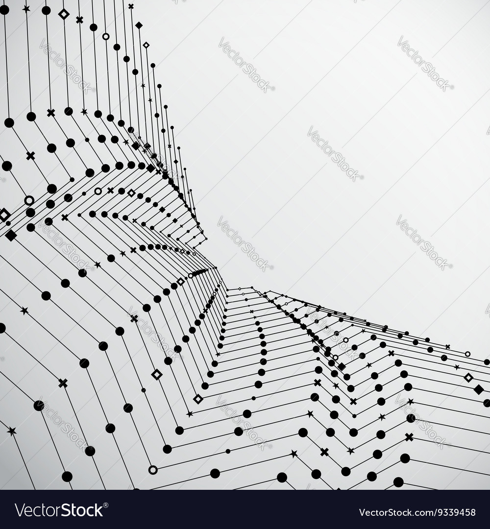 Wavy grid made of connected dots with signs