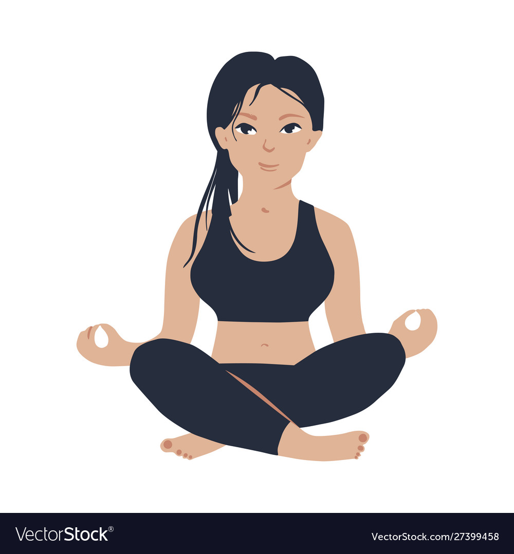 Young slim girl practicing yoga meditation in Vector Image