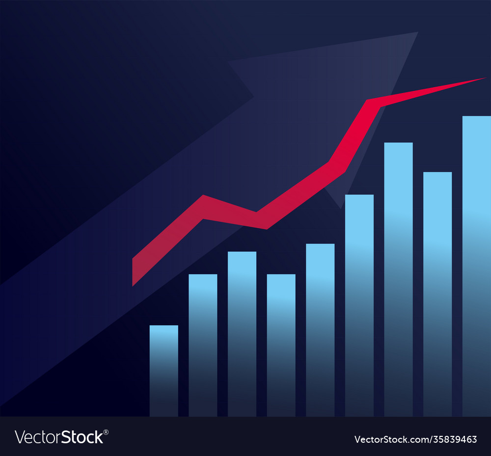 Bars chart with increase line gradient style icon