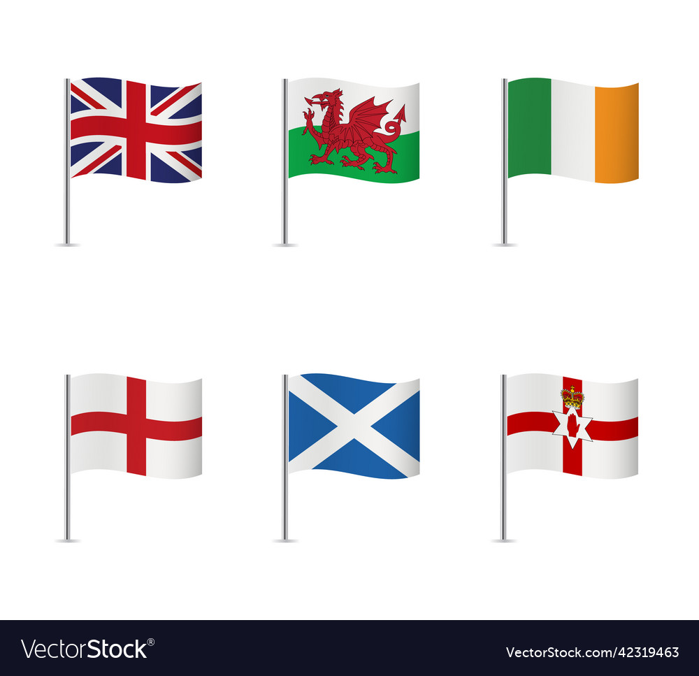 British flag icons of the isles Royalty Free Vector Image