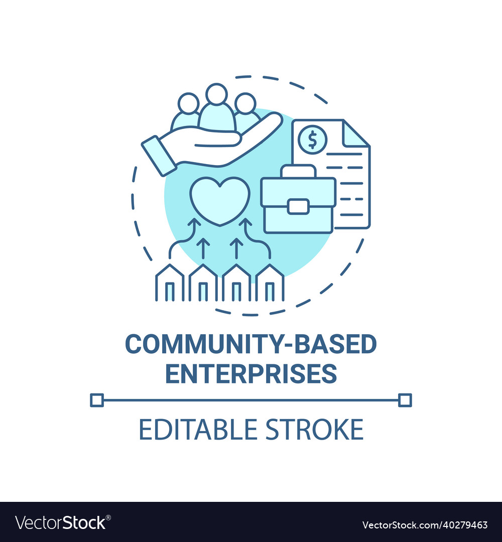 Community based enterprises blue concept icon Vector Image