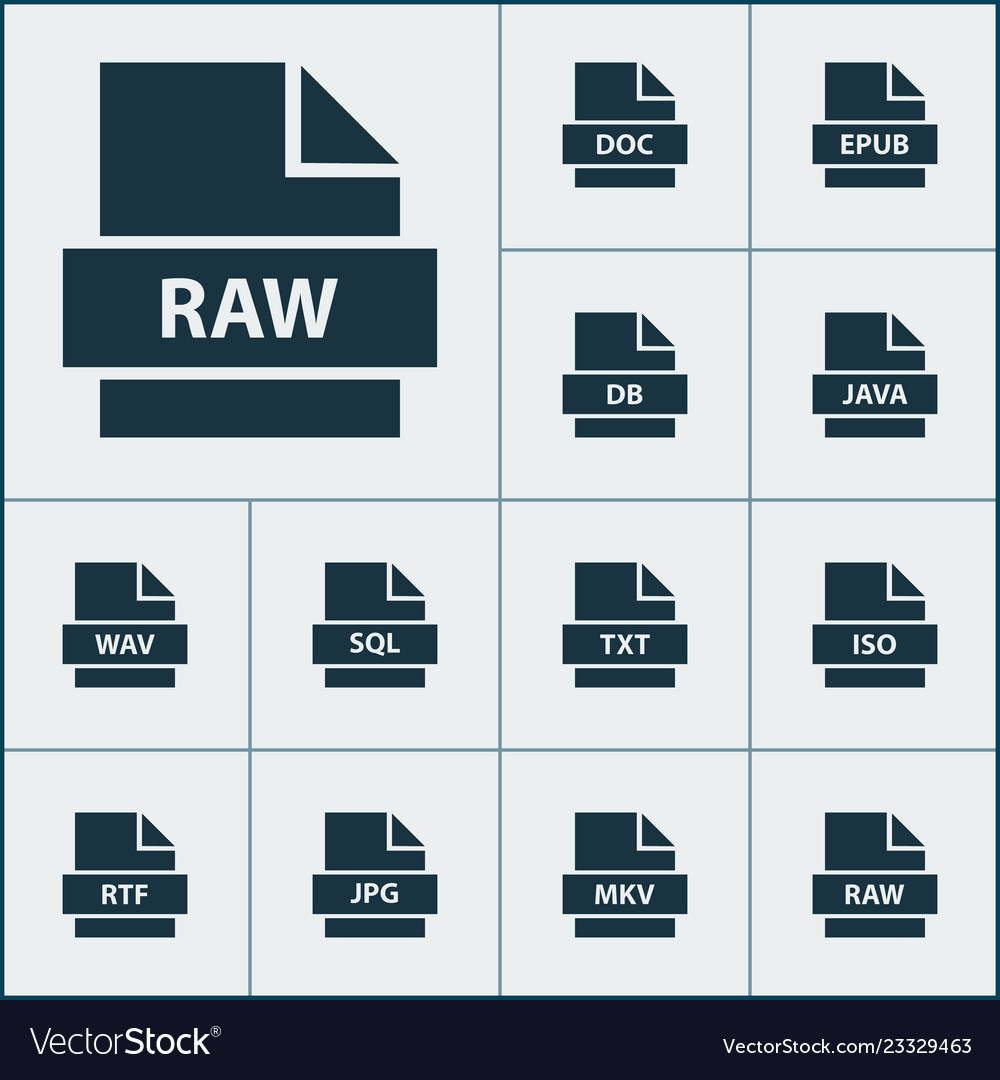 Document icons set with sql organize rtf vector image Document icons set with sql organize rtf