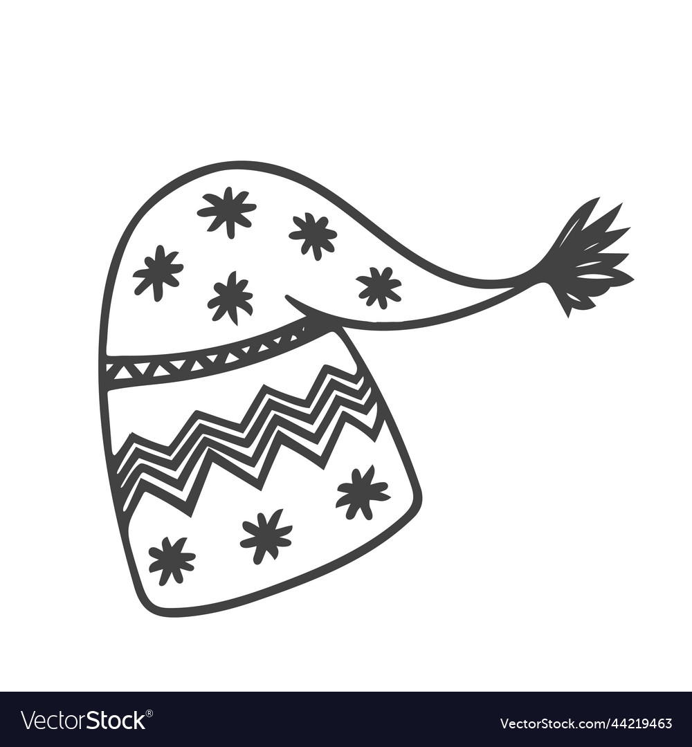 Doodle knitted hat isolated on white background Vector Image