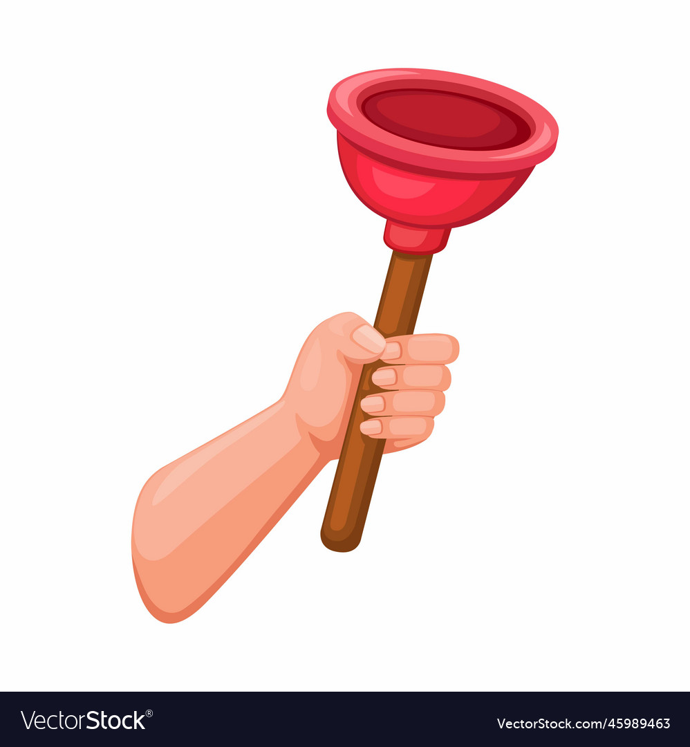 hand-holding-toilet-plunger-symbol-cartoon-vector-image