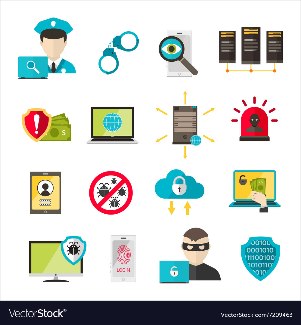 Internet safety icons virus cyber attack Vector Image