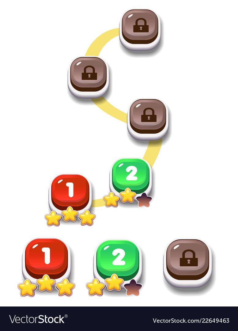 Level indicators for game ui cartoon map pointers vector image Level indicators for game ui cartoon map pointers