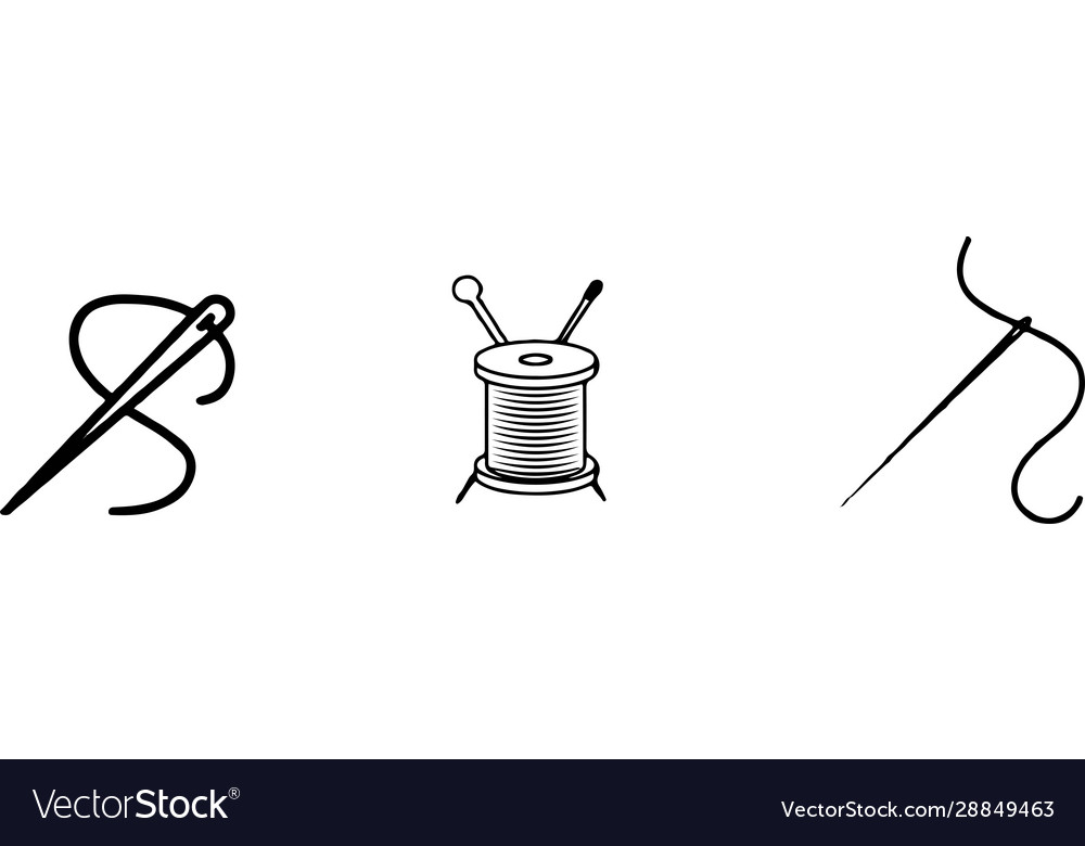 Needle and thread icon isolated on white Vector Image