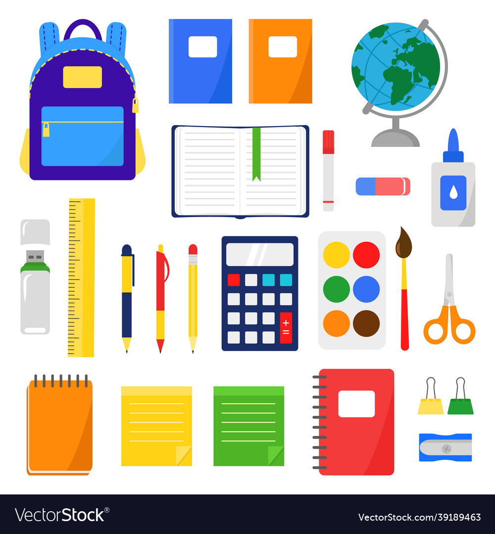 School supplies Royalty Free Vector Image - VectorStock