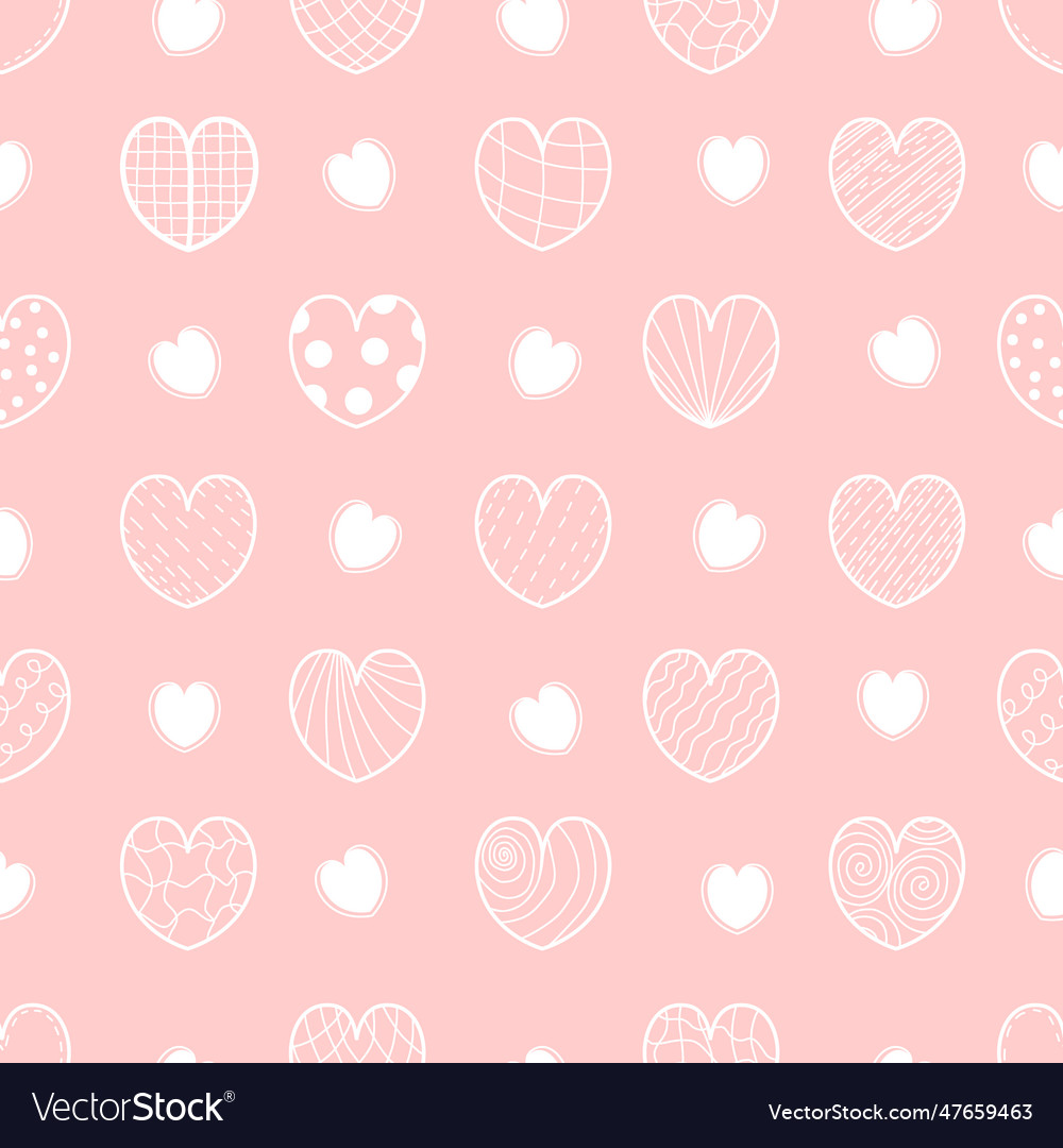 Seamless romantic pattern hearts on soft pink