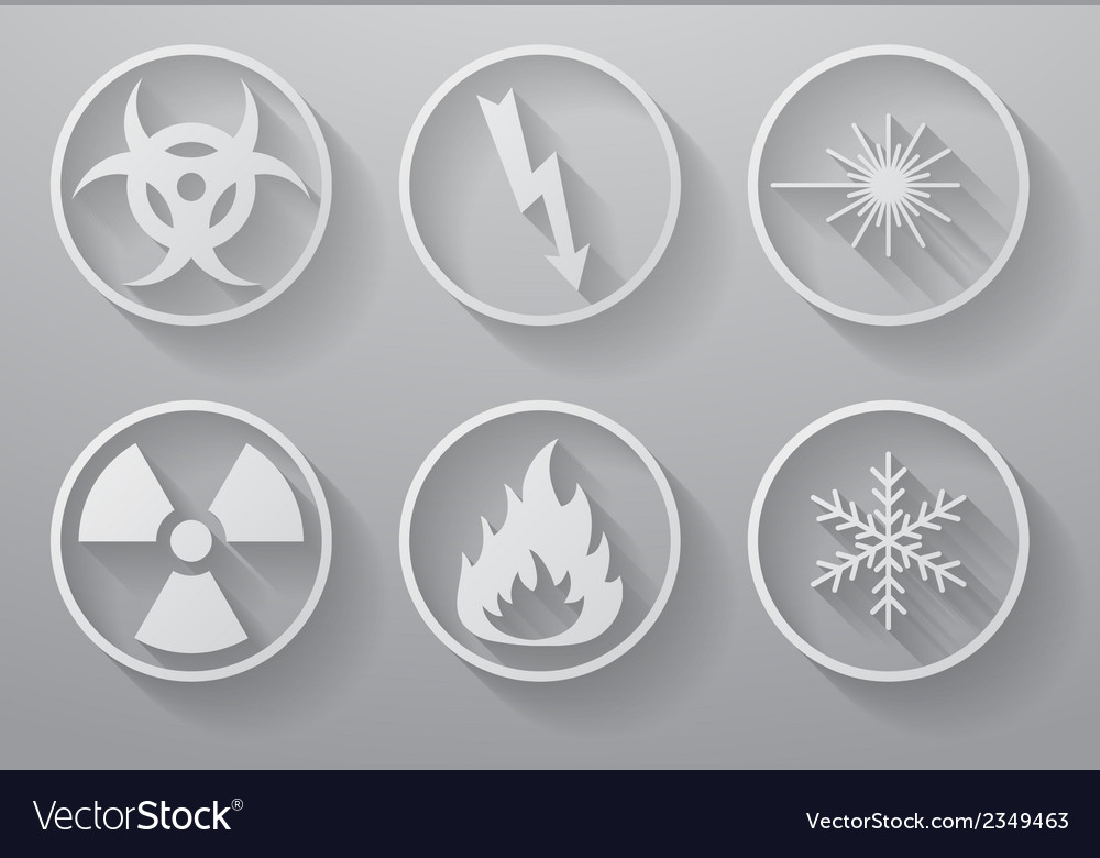 Set of paper warning signs with a long shadow Vector Image