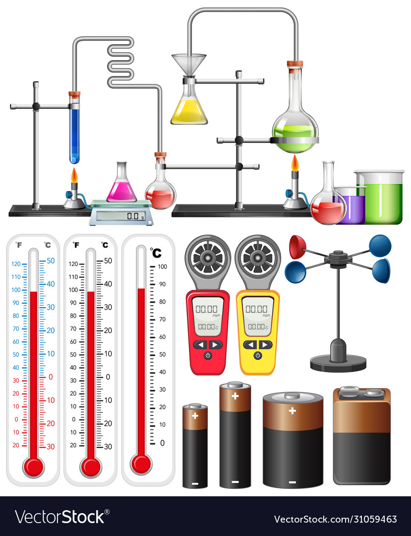 Set science equipments on white background Vector Image