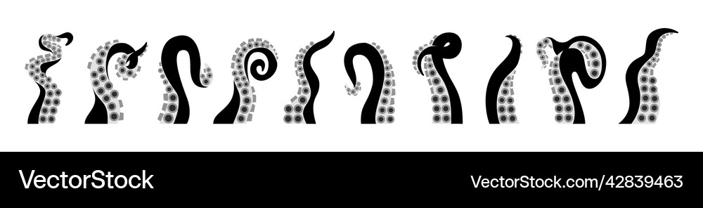 Tentacle octopus set Royalty Free Vector Image