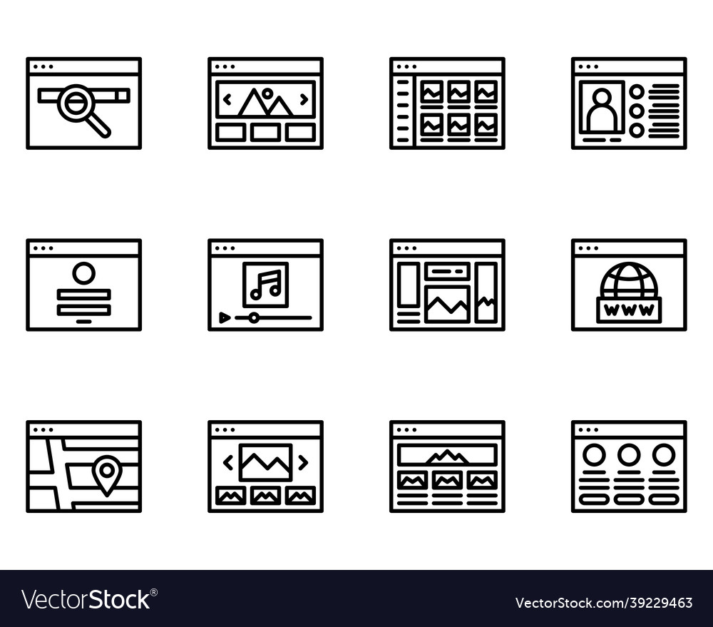 Web browser outline icon and symbol for website vector image Web browser outline icon and symbol for website