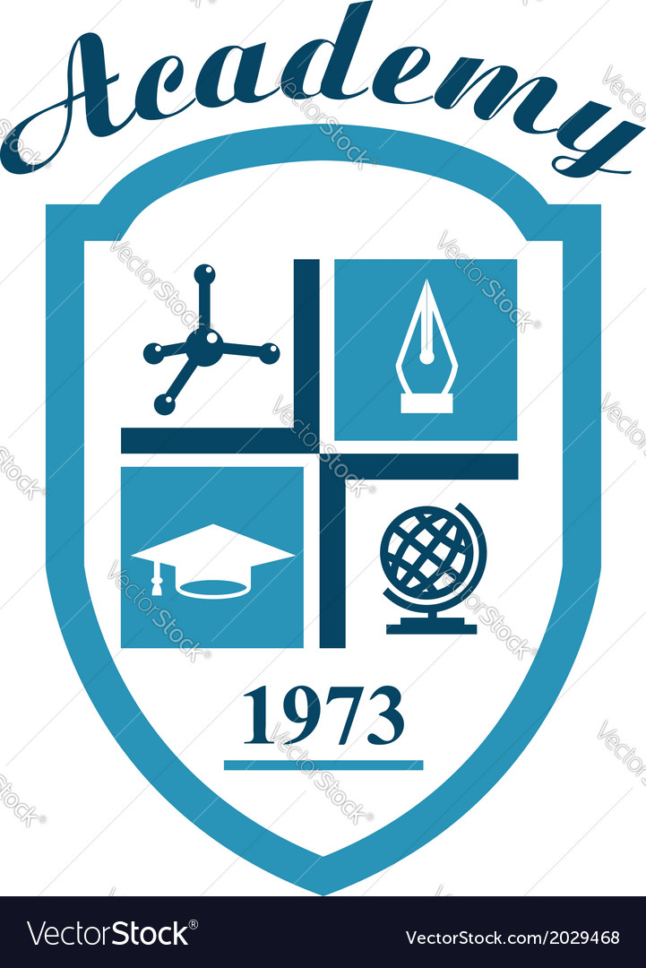 Academy symbol with science elements Royalty Free Vector